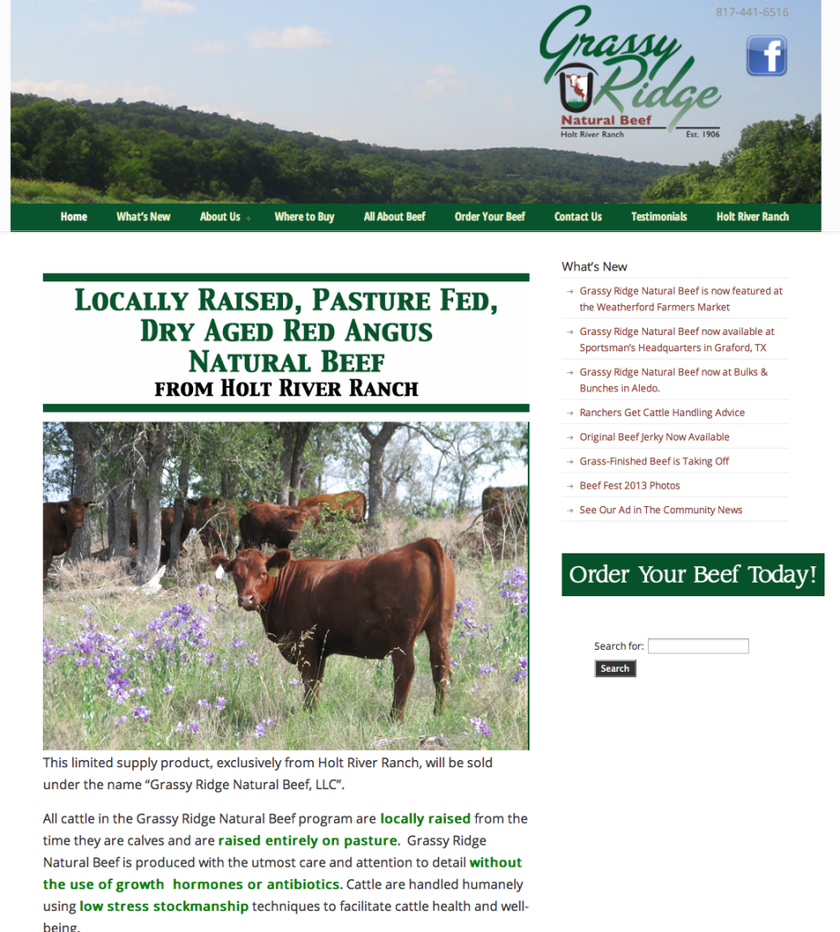 Grassy Ridge Natural Beef Website