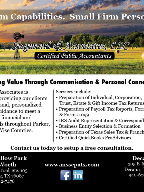 Siegmund Comm News Ad