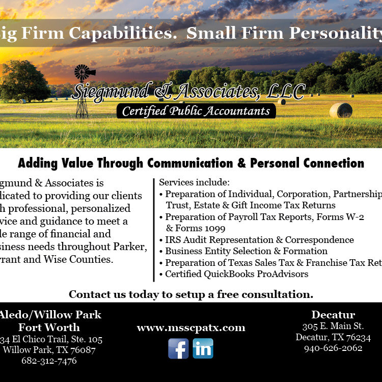 Siegmund Comm News Ad